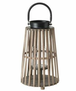 Windlicht - Holz - Eisen - Mit Henkel