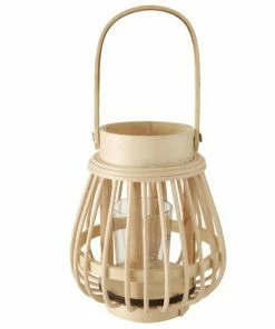 Windlicht - Naturfarben - Bambus - 16 Cm