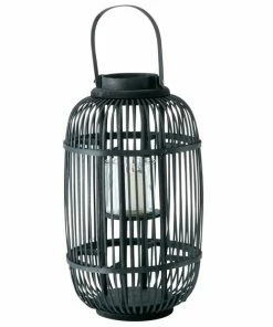 Laterne - Schwarz - Bambus
