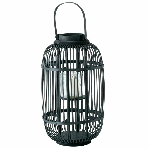 Laterne - Schwarz - Bambus
