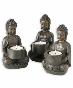 Teelichthalter Buddha - Braun - 14 Cm
