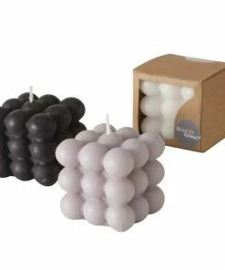 Dekokerze - Schwarz-grau-weiß - Paraffin