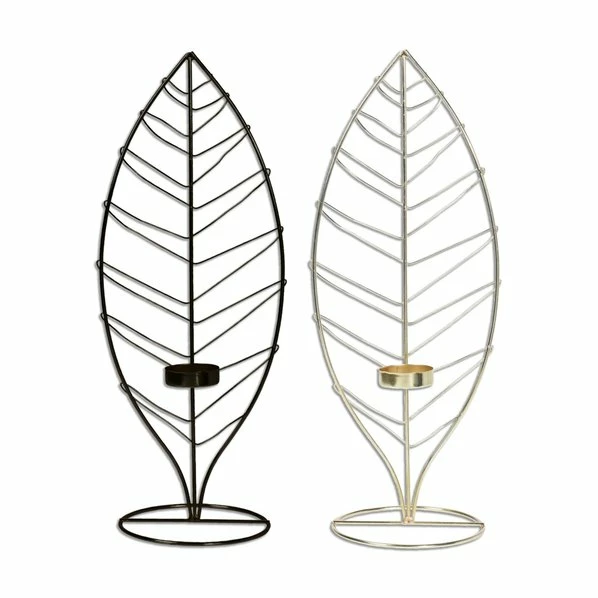 Kerzenhalter - Blatt - Metall - FĂŒr 1 Teelicht