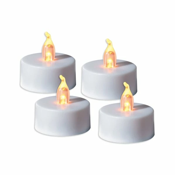 4er-Set LED-Teelichte - Weiß - Kunststoff