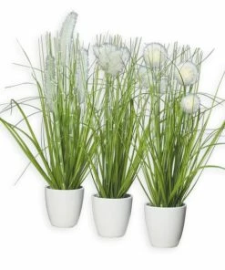Kunstpflanze - Sortiert - Gras Mit Weißen Blüten
