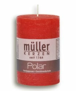 Stumpenkerze POLAR - Rot - 9 Cm