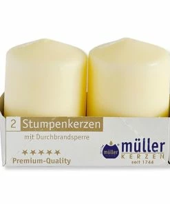 2er-Pack Stumpenkerzen - Vanille - 8 Cm