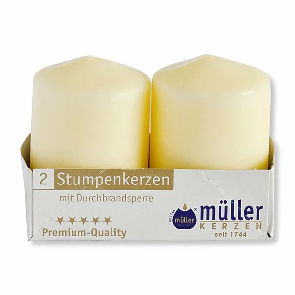 2er-Pack Stumpenkerzen - Vanille - 8 Cm
