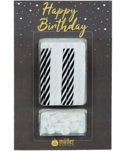 Geburtstagskerzen - Schwarz-weiß - 24 Stück