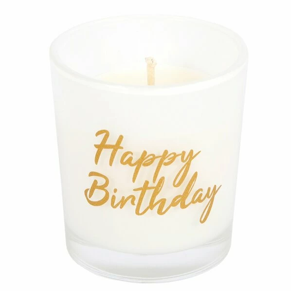 Geburtstags-Kerzenglas - Weiß-gold - 6,5 Cm