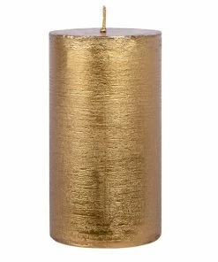 Stumpenkerze - Metallic Messing - 12 Cm