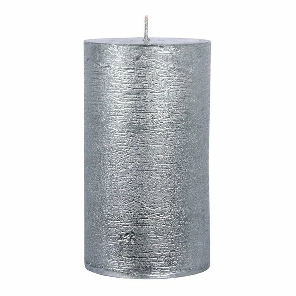Stumpenkerze - Metallic Silber - 12 Cm 1 Stumpenkerze - Metallic Silber - 12 Cm