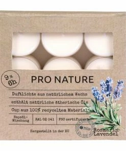 Raps-Duftlichte - Rosmarin-Lavendel - 9 Stück