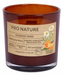 Duft-Kerzenglas - Kamille-Orange - Holzdocht