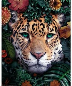 Deco Panel LEOPARD BLUMEN - 40x50 Cm