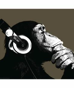 Deco Panel AFFE MIT KOPFHÖRERN - 40x50 Cm