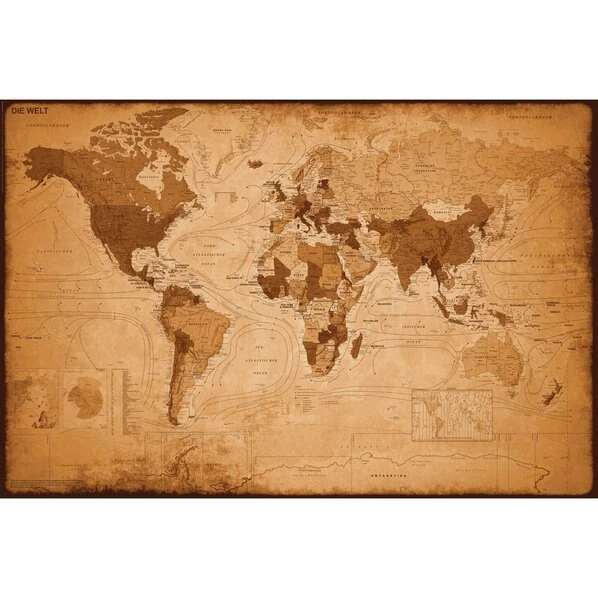 Deco Panel WELTKARTE ANTIK - 60x90 Cm