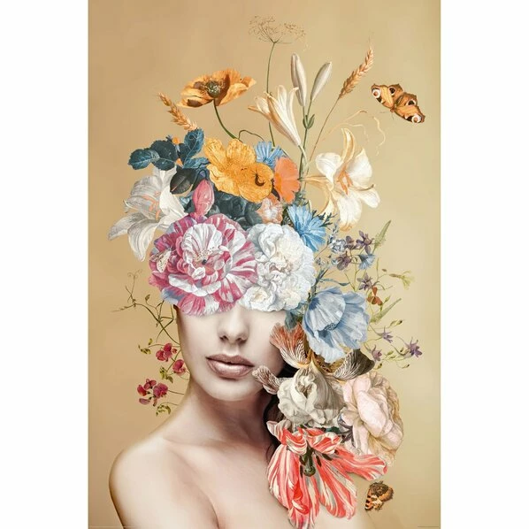 Deco Panel FRAU UND BLUMEN - 60x90 Cm 1 Deco Panel FRAU UND BLUMEN - 60x90 Cm