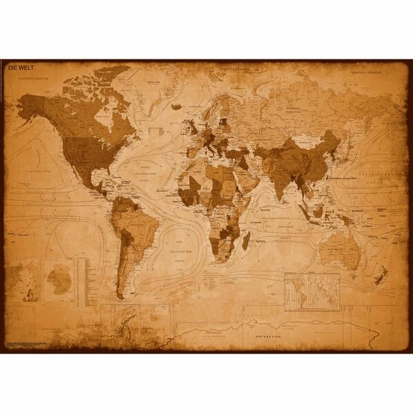 Deco Panel WELTKARTE ANTIK - 100x140 Cm
