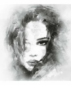 Gerahmtes Bild WATER COLOUR FACE - Schwarz-weiß - 50x50 Cm