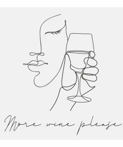 Gerahmtes Bild MORE WINE PLEASE - Schwarz-weiß - 50x50 Cm