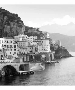 Gerahmtes Bild AMALFI KÜSTE - Schwarz-weiß - 50x50 Cm