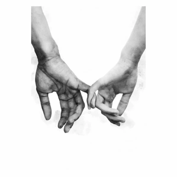 Gerahmtes Bild HÄNDE S/W - 50x70 Cm