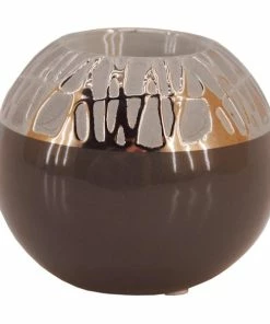 Teelichthalter - Grau-weiß - Kugel