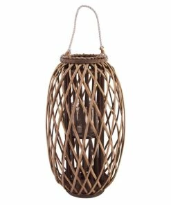 Laterne - Grau-braun - Rattanholz - 60 Cm Hoch