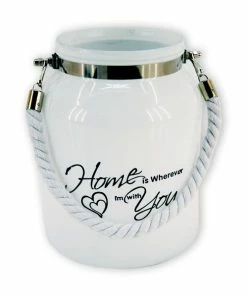 Glas-Windlicht - HOME IS WHEREVER I´M WITH YOU - 21 Cm Hoch