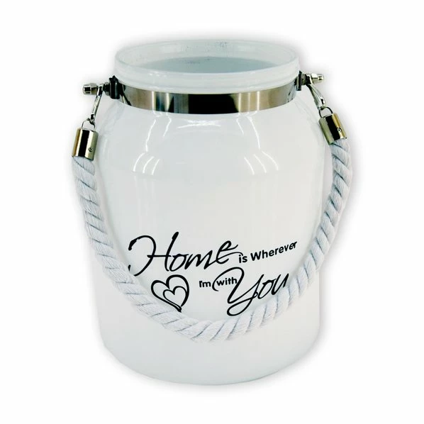 Glas-Windlicht - HOME IS WHEREVER I´M WITH YOU - 21 Cm Hoch
