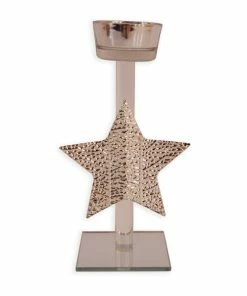 Teelichthalter - Metall-Glas - Silber - 18 Cm Hoch