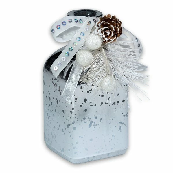 Deko-Vase - Silber - Glas - 13 Cm 1 Deko-Vase - Silber - Glas - 13 Cm