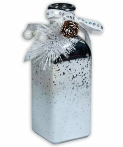 Deko-Vase - Silber -Glas - 19 Cm