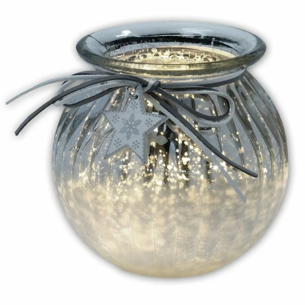 Windlicht - Silber - Glas - 14 Cm 1 Windlicht - Silber - Glas - 14 Cm