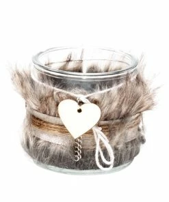 Windlicht - Braun - Fell - Verschiedene Größen