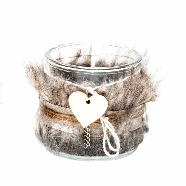 Windlicht - Braun - Fell - Verschiedene Größen