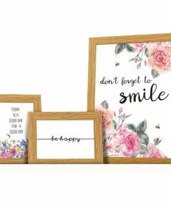 3er-Set Bilderrahmen - Eiche - Zitate