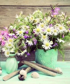 Keilrahmen-Bild - Vintage-Blumen - 90x60 Cm