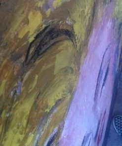 Öl-Wandbild FAME - Blau-gelb - 120x120 Cm