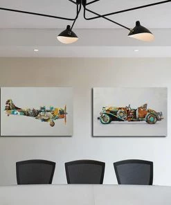 Öl-Wandbild FLUGZEUG - Bunt - 90x60 Cm