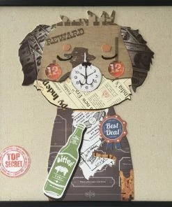 Wandbild - Hund - Handarbeit - 42x42 Cm