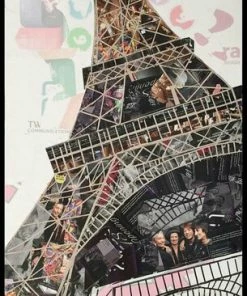 Wandbild - Eiffelturm - Multicolor - Handarbeit - 52x102 Cm