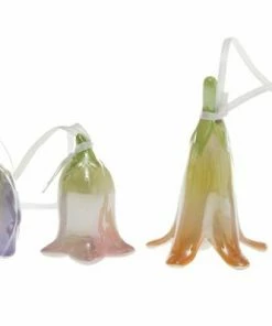 4er-Set Blütenglocken - Violett-rosa-orange - Keramik