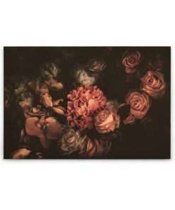 Leinwandbild BLUMEN - Orange-schwarz - 90 X 60 Cm