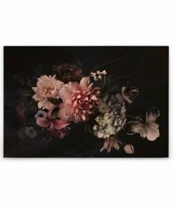 Leinwandbild BLUMEN - Rosa-schwarz - 90 X 60 Cm