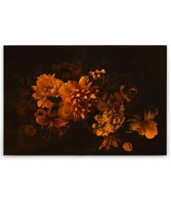 Leinwandbild BLUMEN - Orange-schwarz - 90 X 60 Cm