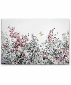 Leinwandbild BLUMEN BOUQET - Grau-rosa - 90 X 60 Cm