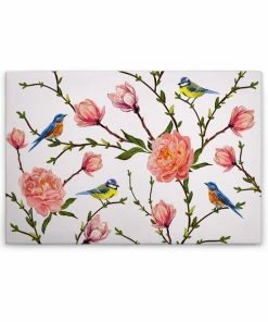 Leinwandbild VOGEL - Rosa-grün - 90 X 60 Cm