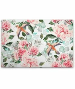 Leinwandbild BLUMEN - Rosa-hellgrün - 90 X 60 Cm